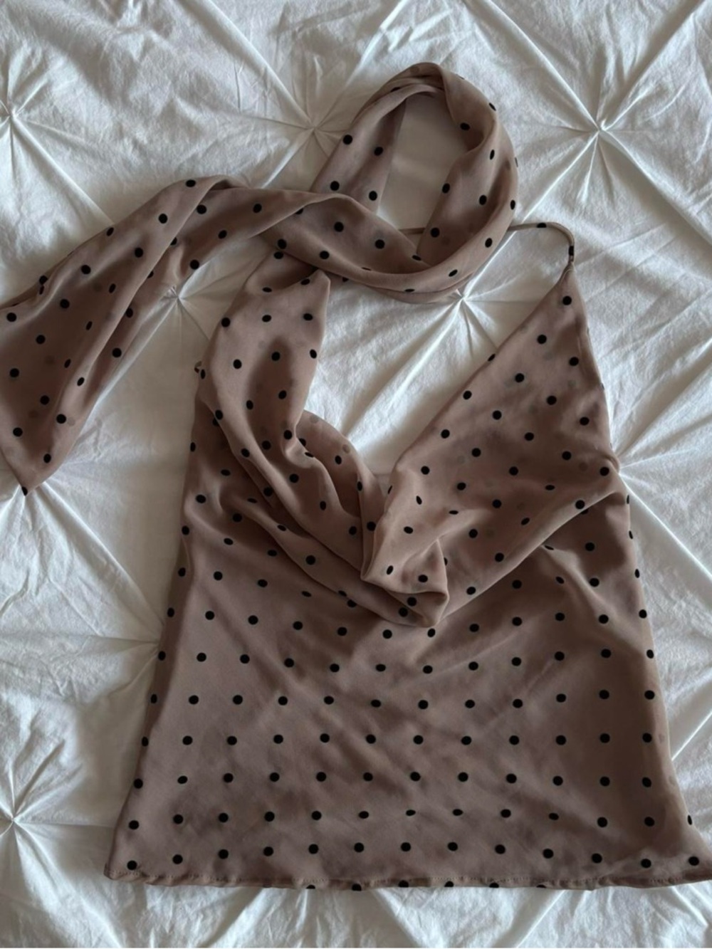 zara polka dot halter top with neck scarf